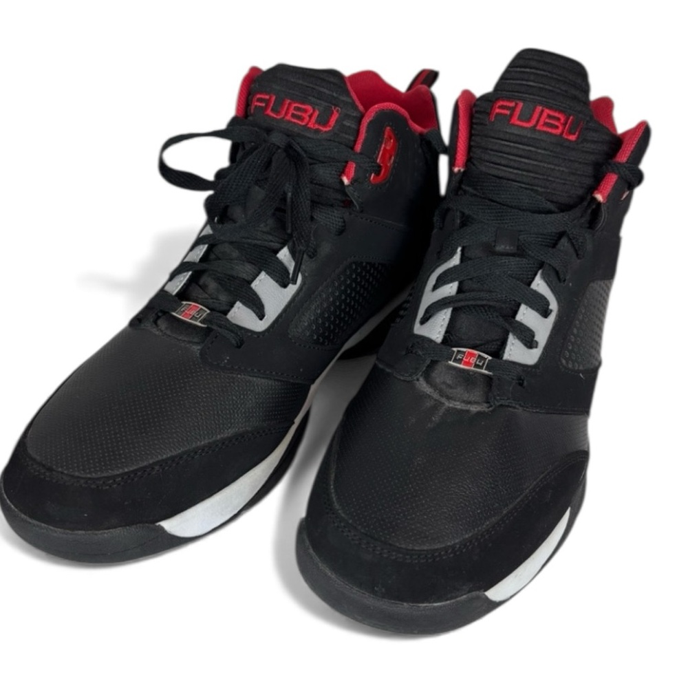 FUBU NWOT Men's Black‎ High Top Sneakers with Red Highlights size 13